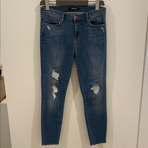 J Brand Women's Fury distressed with raw hem Dark Blue Skinny Jeans